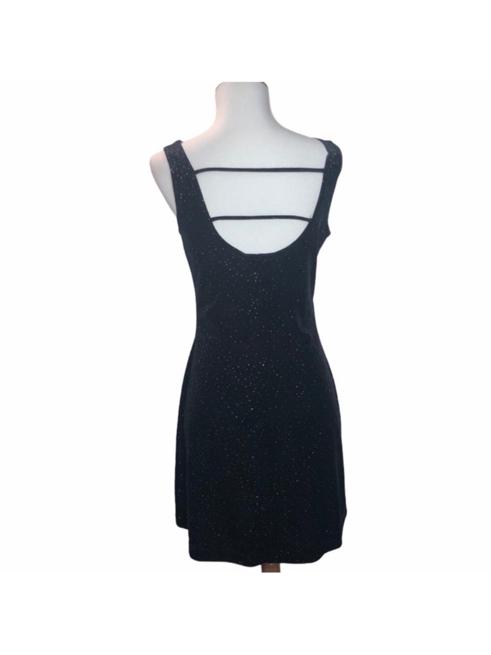 Byer Too Black Velvet Silver Sparkling Dot Dress M - Picture 3 of 5